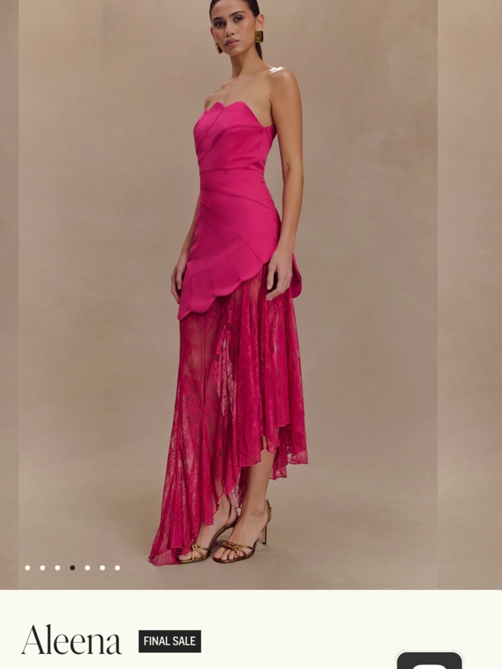 Meshki Hot Pink High-Low Strapless Evening Dress